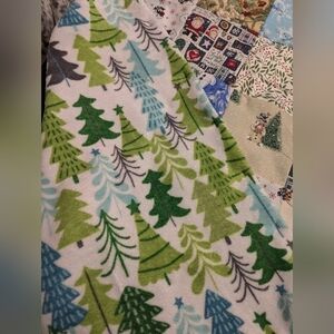 Handmade Snowman Christmas Trees Cotton and Fleece Quilt 45"x 49"